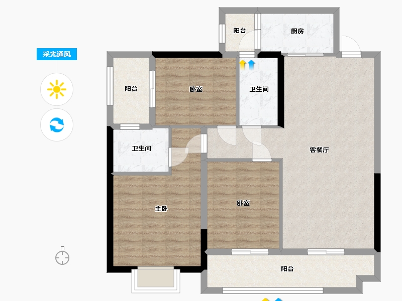 广西壮族自治区-柳州市-祥云 凌云府-84.80-户型库-采光通风