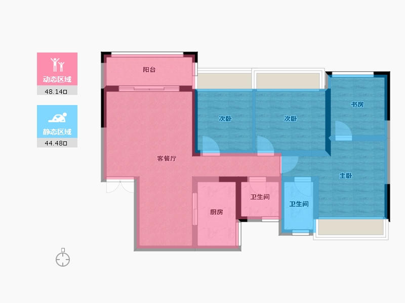 贵州省-遵义市-1号公馆-92.00-户型库-动静分区