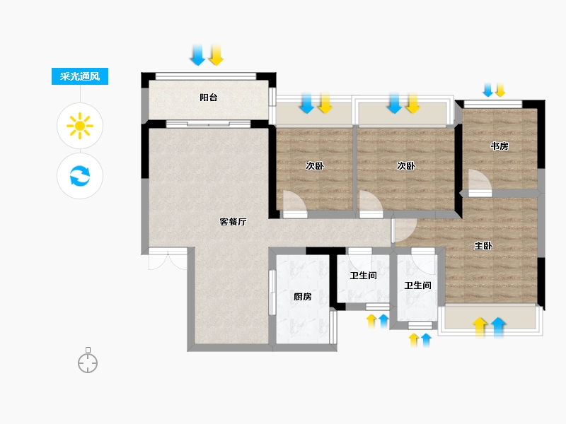 贵州省-遵义市-1号公馆-92.00-户型库-采光通风