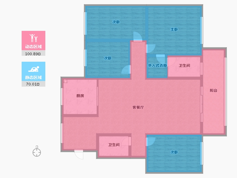 内蒙古自治区-呼和浩特市-左右城-108.80-户型库-动静分区