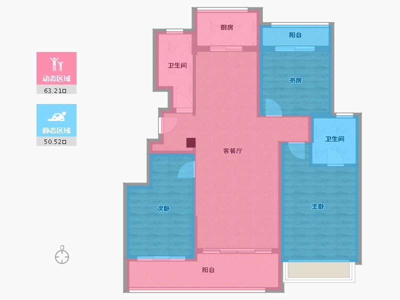 陕西省-汉中市-蓝城春风江南-101.60-户型库-动静分区