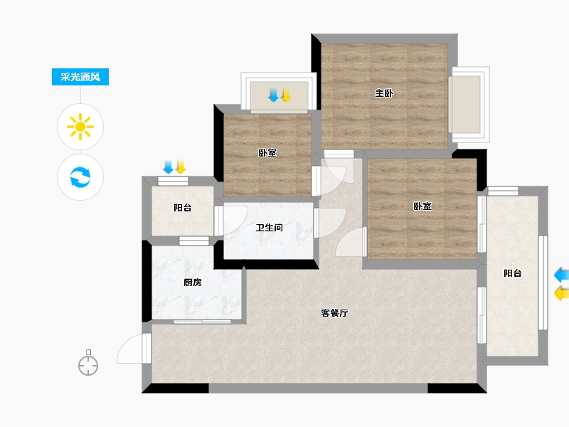 重庆-重庆市-融创文旅城-70.11-户型库-采光通风