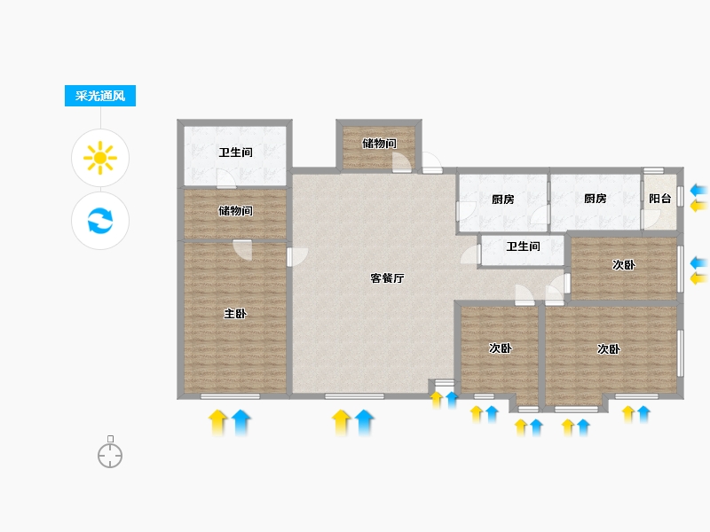 北京-北京市-国瑞城-西区-206.40-户型库-采光通风