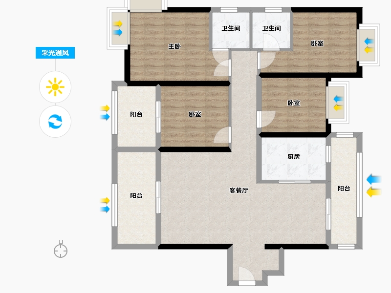 湖南省-长沙市-润和湘江天地-108.00-户型库-采光通风