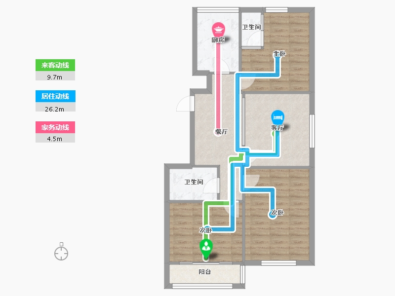 北京-北京市-稻田一路1号院-85.60-户型库-动静线