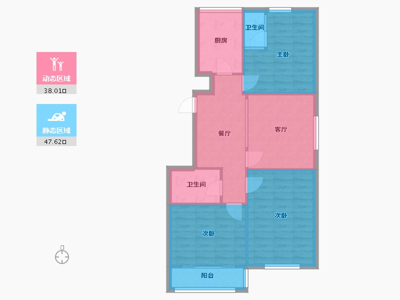 北京-北京市-稻田一路1号院-85.60-户型库-动静分区