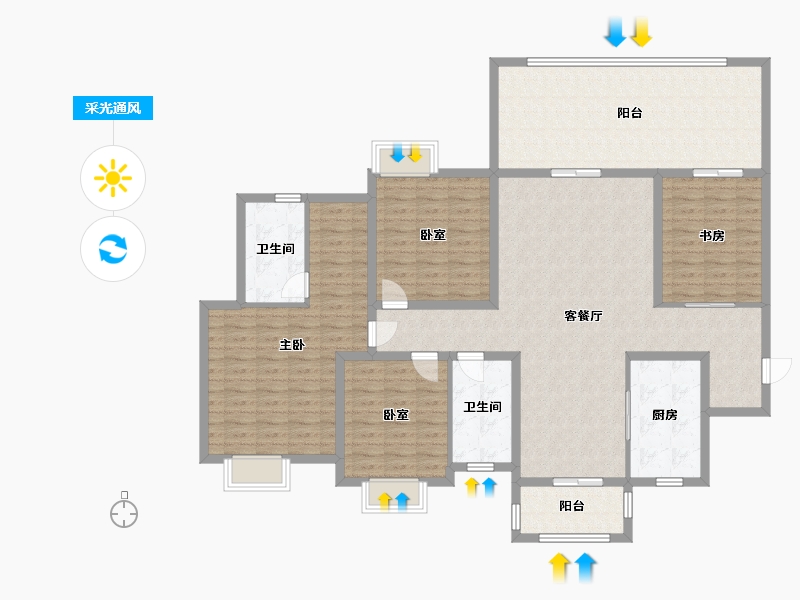 广西壮族自治区-南宁市-绿地朗峯-100.78-户型库-采光通风