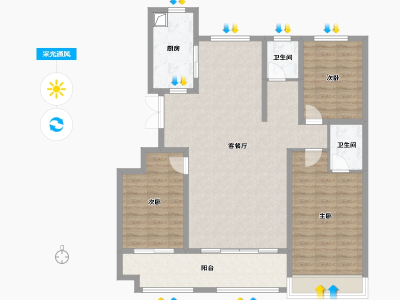 山东省-潍坊市-君悦世家-120.00-户型库-采光通风