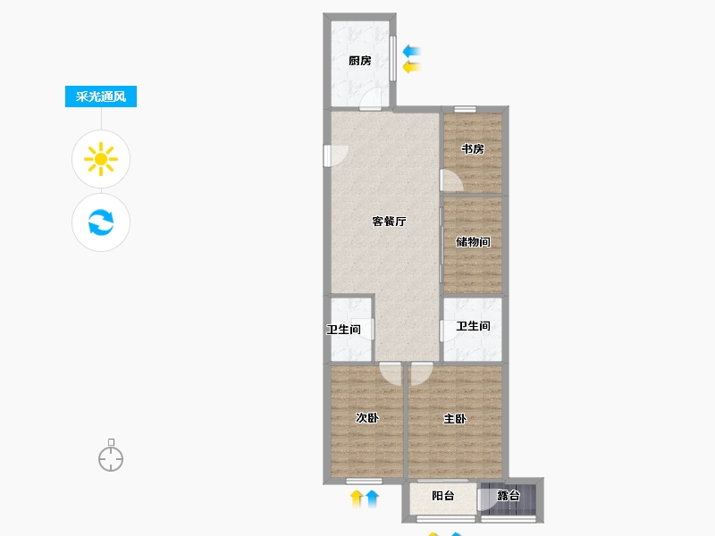 辽宁省-沈阳市-东北大学-117.00-户型库-采光通风