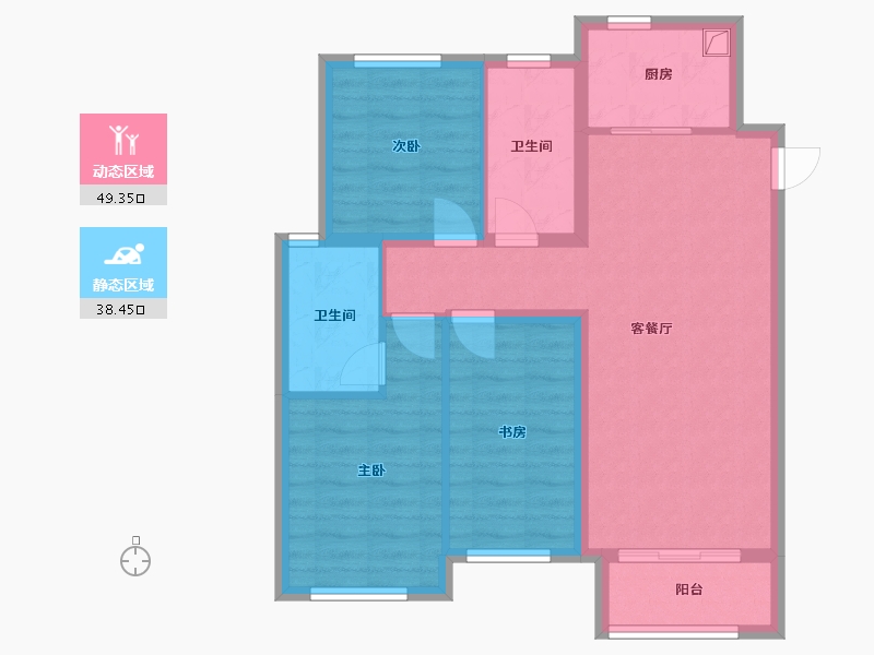 河北省-唐山市-融创唐庭壹号-96.00-户型库-动静分区