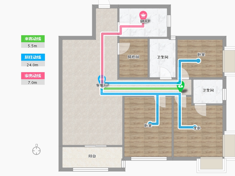 江苏省-南京市-春江新城韩府坊-102.00-户型库-动静线