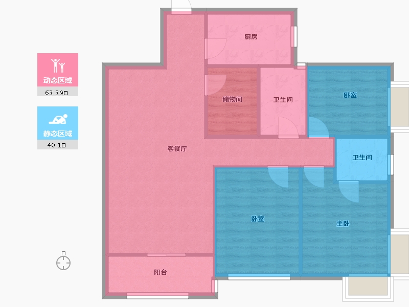 江苏省-南京市-春江新城韩府坊-102.00-户型库-动静分区