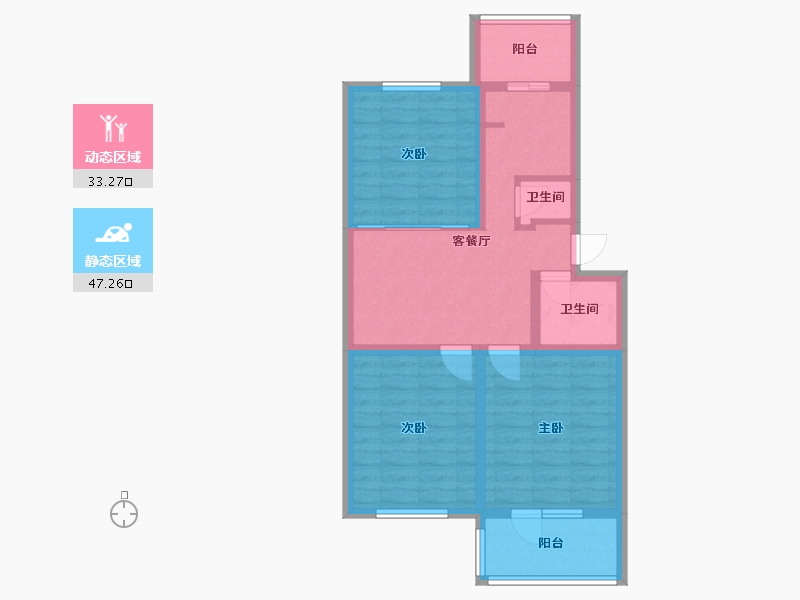 北京-北京市-翠微路25号院-69.52-户型库-动静分区