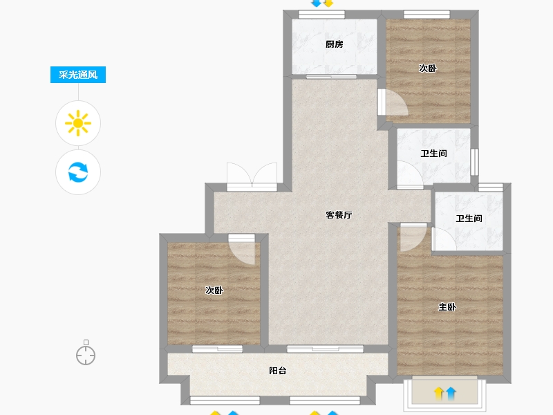 山西省-吕梁市-昌瑞汾州府-97.60-户型库-采光通风