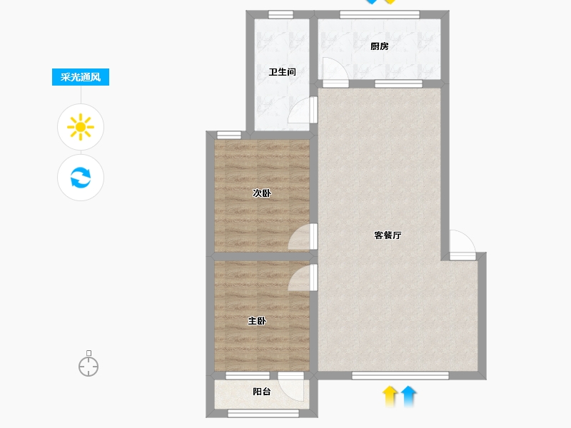 山东省-淄博市-沁园小区-南区-70.40-户型库-采光通风