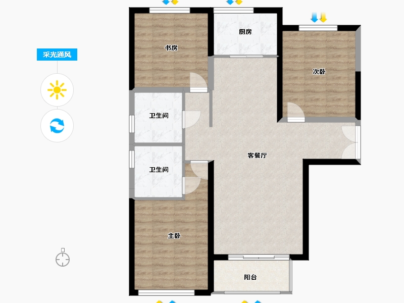 山西省-太原市-广电新景-111.42-户型库-采光通风