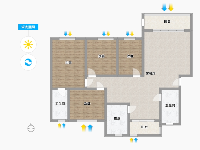 湖南省-怀化市-警兴嘉园北苑-120.00-户型库-采光通风