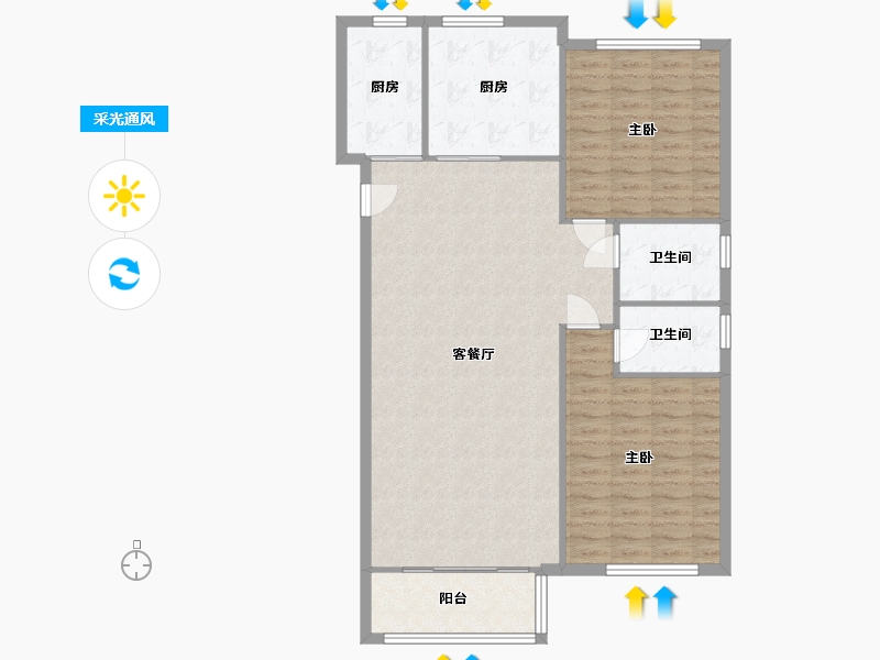 浙江省-杭州市-华鸿江山一号-111.62-户型库-采光通风