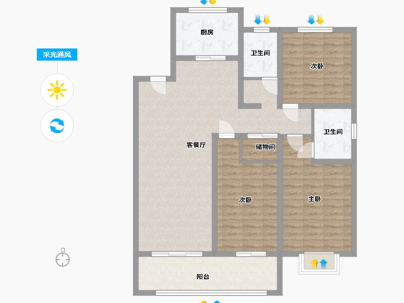 山东省-菏泽市-将军苑-108.80-户型库-采光通风