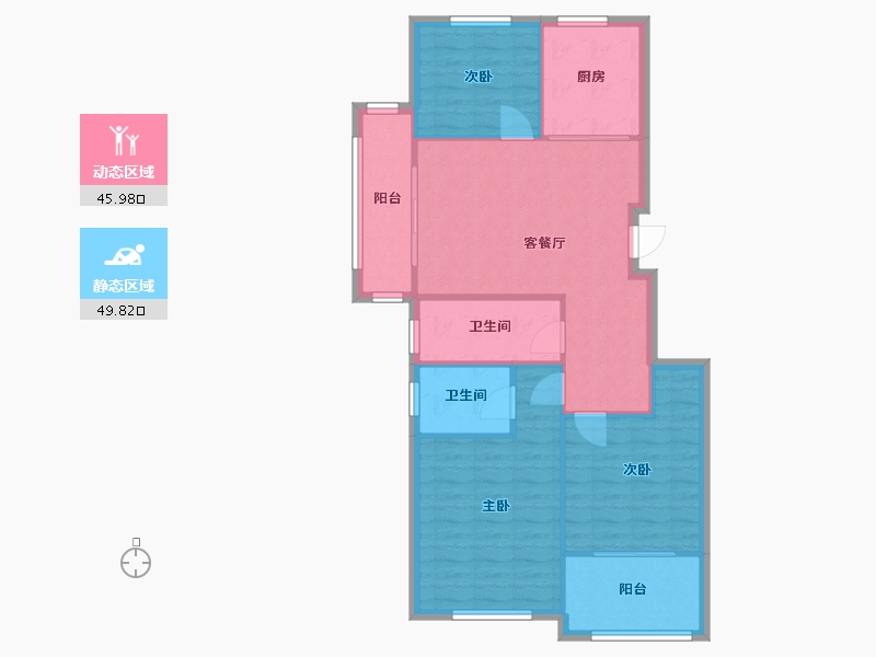 浙江省-嘉兴市-大城小爱-86.00-户型库-动静分区