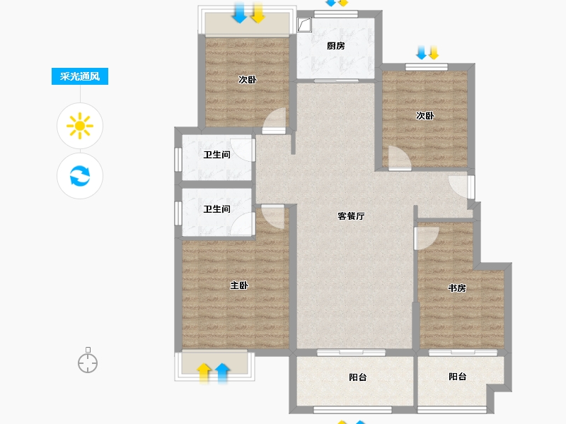 安徽省-池州市-阳光青城-101.35-户型库-采光通风