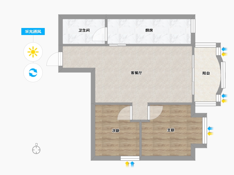 广东省-广州市-荔港南湾-55.54-户型库-采光通风