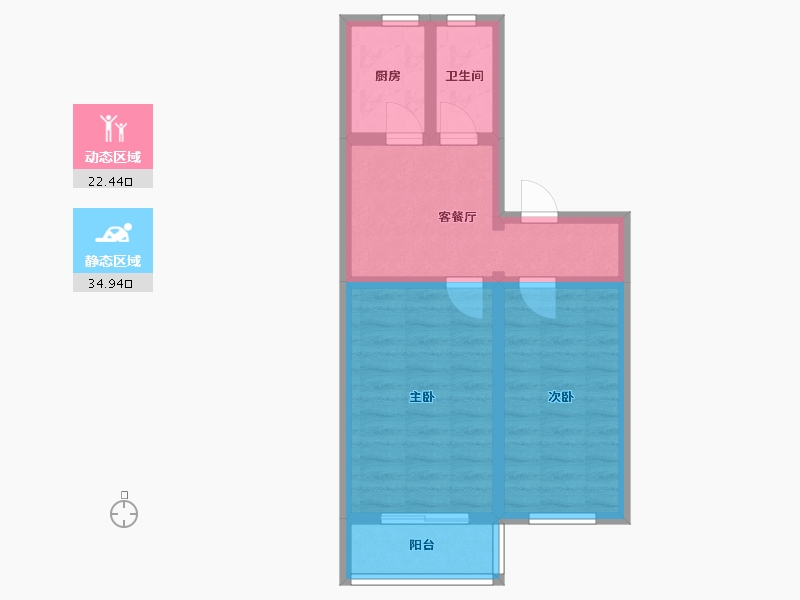 北京-北京市-华龙苑中里-北区-52.43-户型库-动静分区