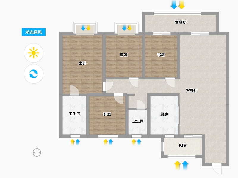 湖北省-武汉市-远洋东方境世界观-124.08-户型库-采光通风