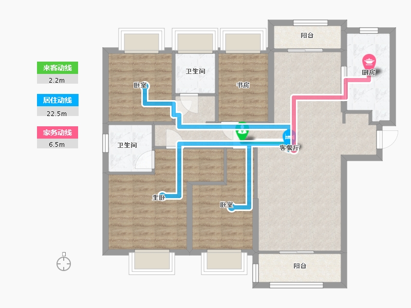 湖北省-武汉市-中粮光谷祥云-103.20-户型库-动静线