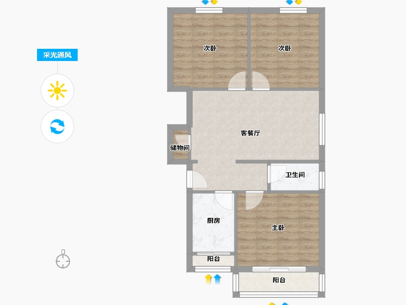 北京-北京市-同华园-81.39-户型库-采光通风