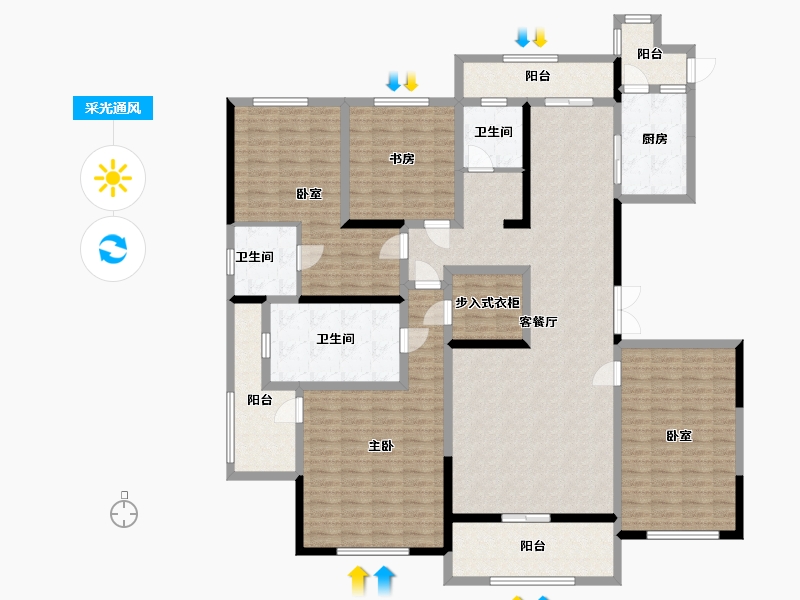 河南省-济源市-济源建业壹号城邦-184.00-户型库-采光通风