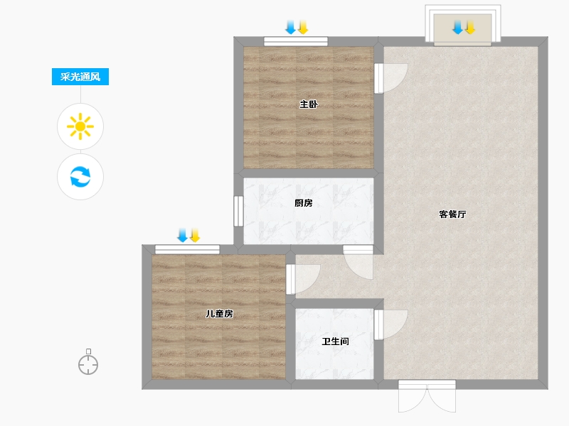 青海省-西宁市-湟源金水豪庭-72.00-户型库-采光通风