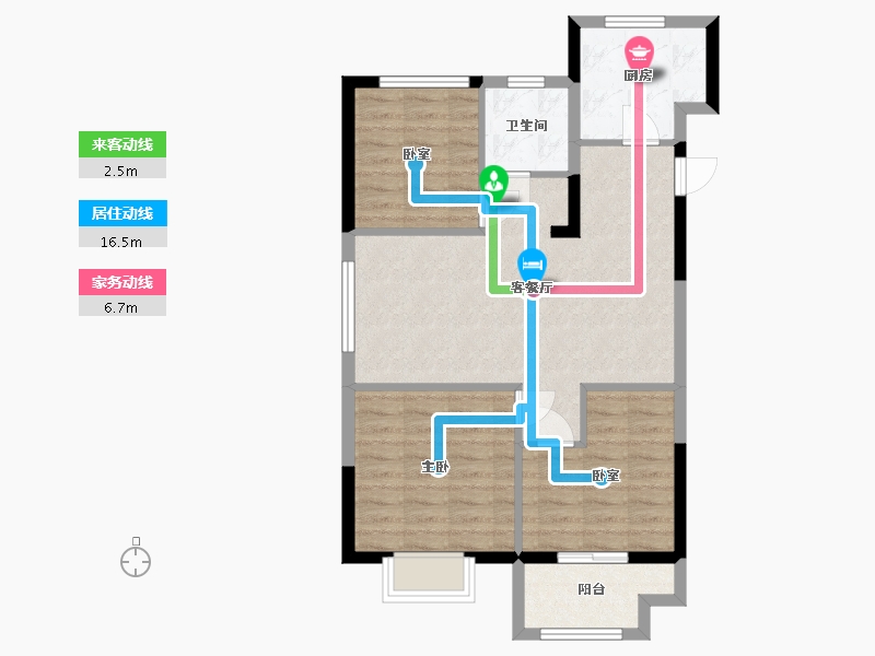 浙江省-宁波市-香麓湾-74.00-户型库-动静线