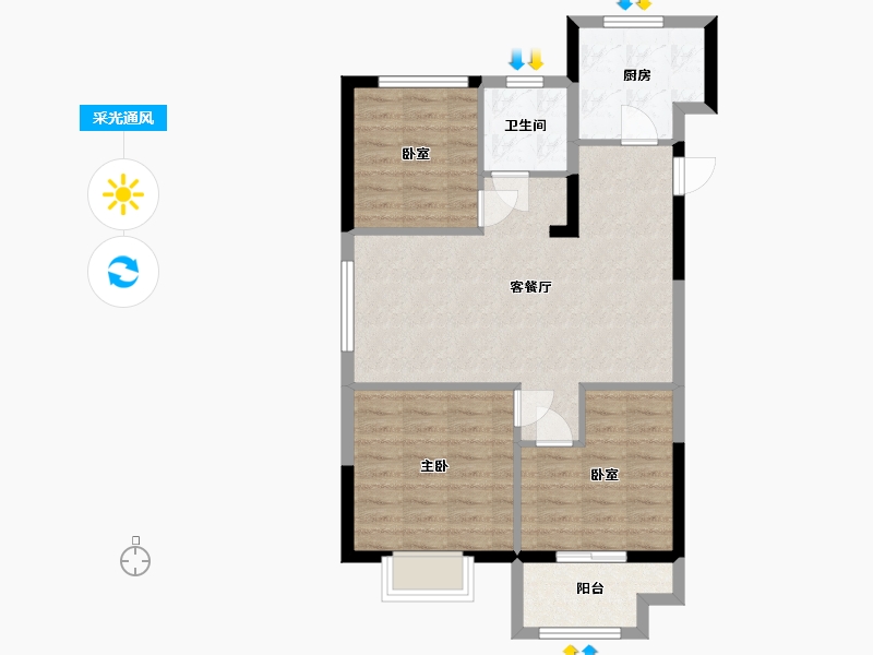 浙江省-宁波市-香麓湾-74.00-户型库-采光通风