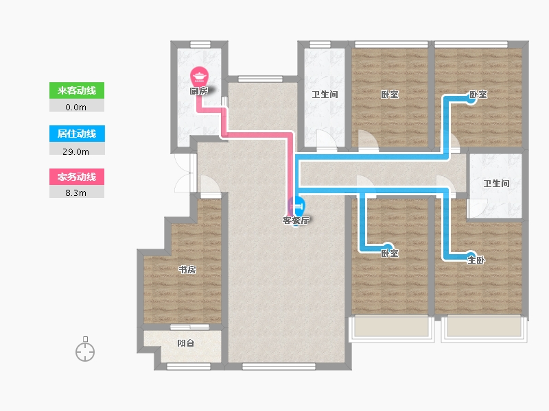 山东省-东营市-湖畔新城-136.00-户型库-动静线