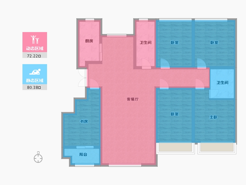 山东省-东营市-湖畔新城-136.00-户型库-动静分区