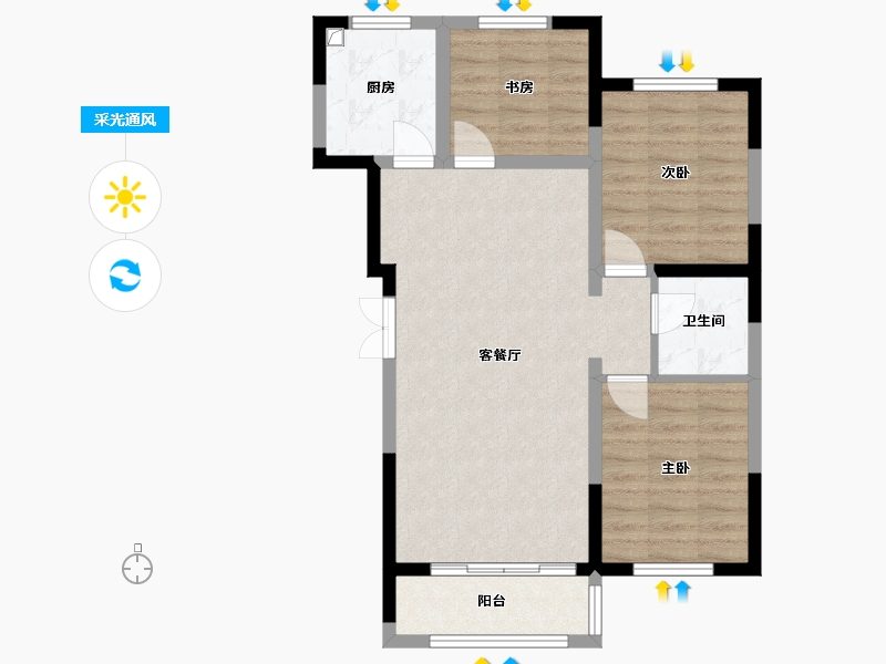 宁夏回族自治区-银川市-逸兰汐-77.60-户型库-采光通风