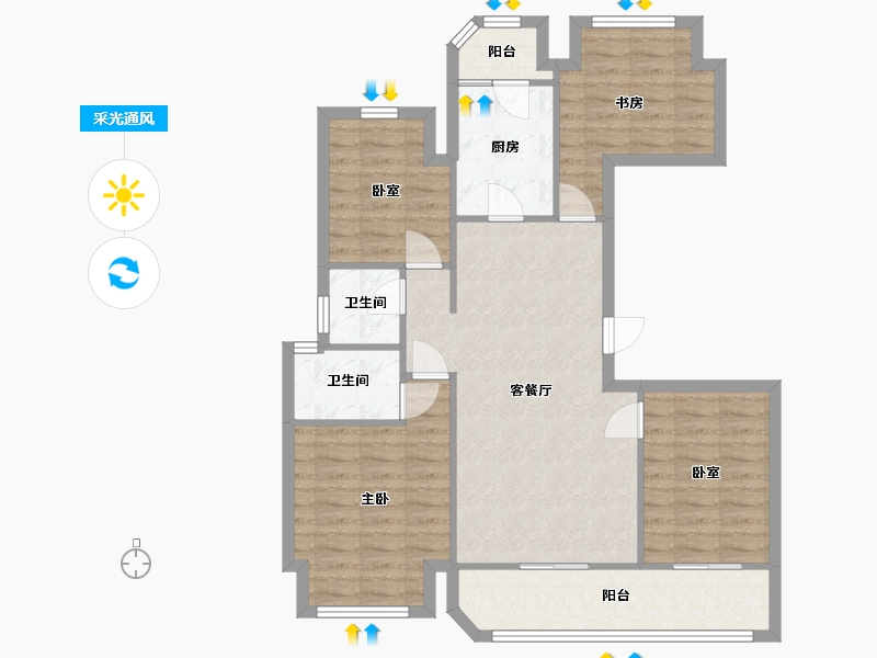 重庆-重庆市-御璟悦来3期-92.64-户型库-采光通风