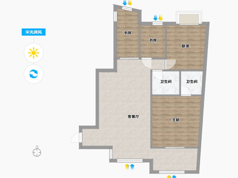 福建省-厦门市-鹭江新城-四期-104.00-户型库-采光通风