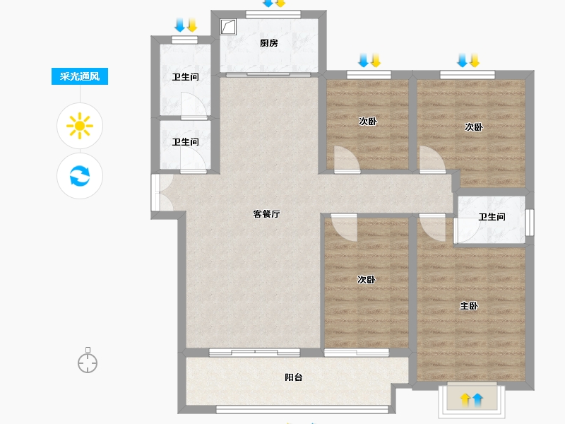 山东省-临沂市-东蒙新天地-113.00-户型库-采光通风