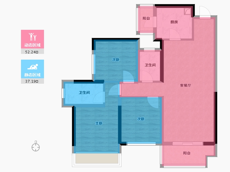 广西壮族自治区-南宁市-绿地东盟国际城-85.00-户型库-动静分区