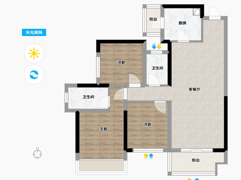 广西壮族自治区-南宁市-绿地东盟国际城-85.00-户型库-采光通风