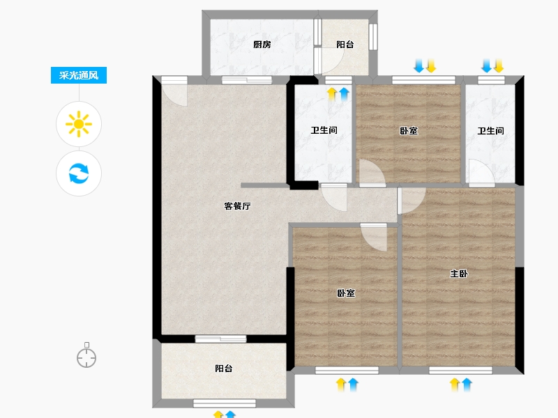 湖北省-黄冈市-澜山名著-95.64-户型库-采光通风