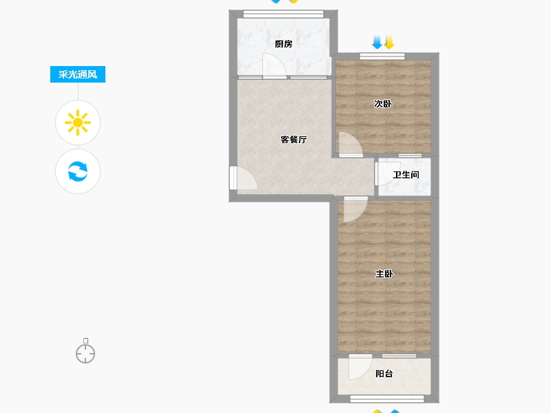 陕西省-西安市-西安市公共交通总公司第六分公司家属院-65.00-户型库-采光通风