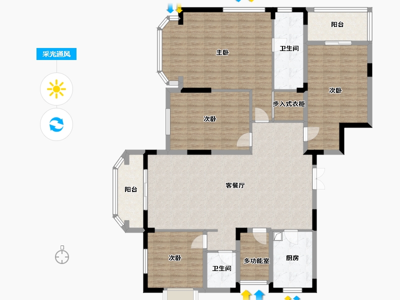 湖南省-长沙市-绿地海外滩-128.73-户型库-采光通风