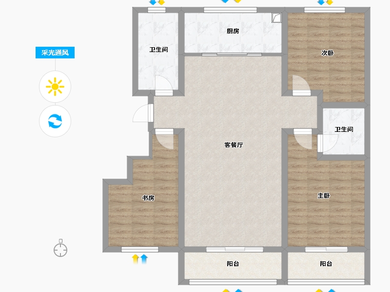 河北省-邯郸市-麒麟府邸-107.10-户型库-采光通风