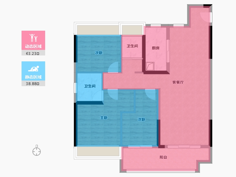 湖北省-荆州市-碧桂园央玺-98.40-户型库-动静分区