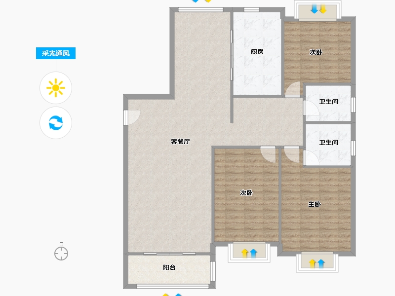 上海-上海市-上南花城-28号-138.42-户型库-采光通风