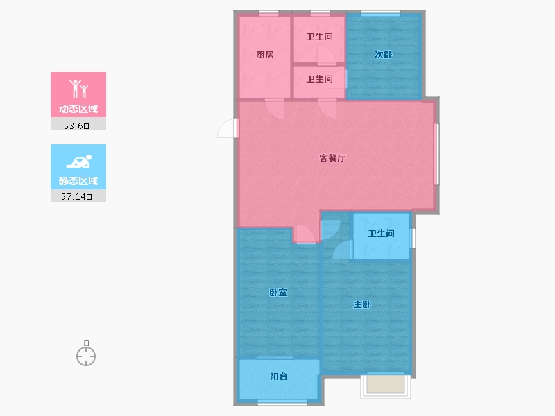 江苏省-常州市-百馨西苑-102.40-户型库-动静分区