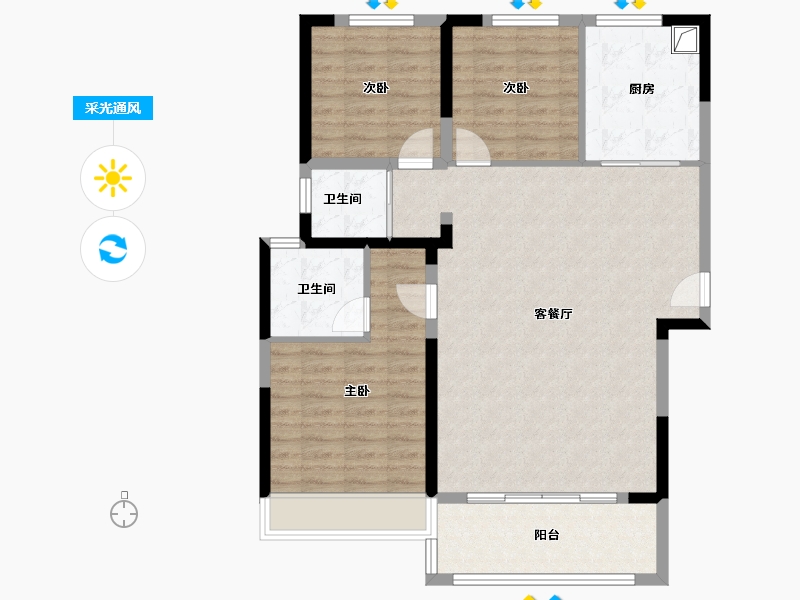 河南省-洛阳市-碧桂园珑悦-98.40-户型库-采光通风